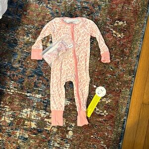 Caden Lane Blush Leopard Convertible Sleeper & Bow